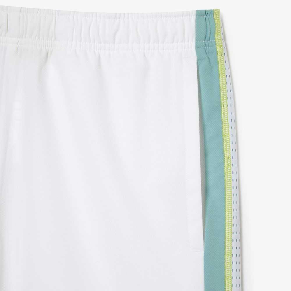 Lacoste Recycled Polyester Tennis Shorts White / Green / Yellow | XCH-563409