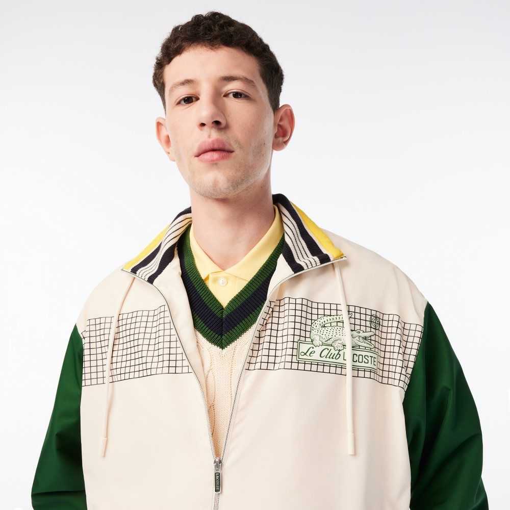 Lacoste Recycled Polyester Track Jacket White / Green | TGU-751462