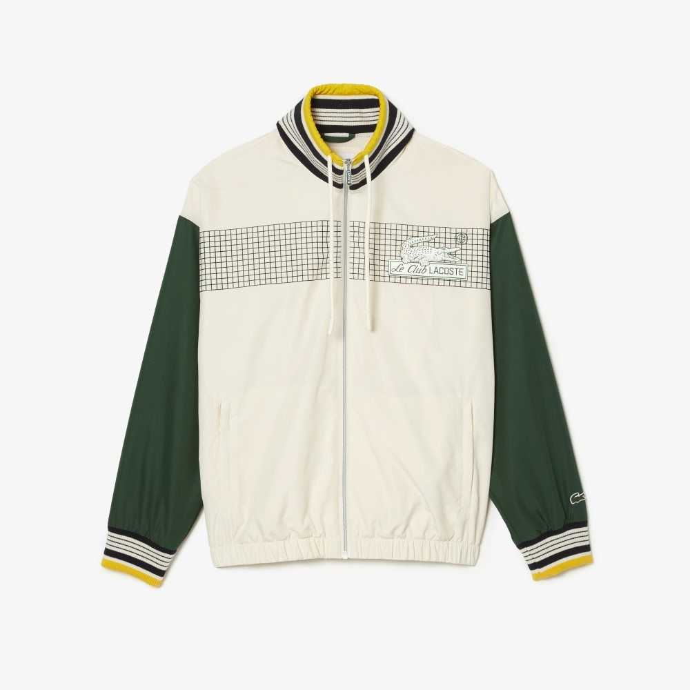 Lacoste Recycled Polyester Track Jacket White / Green | TGU-751462