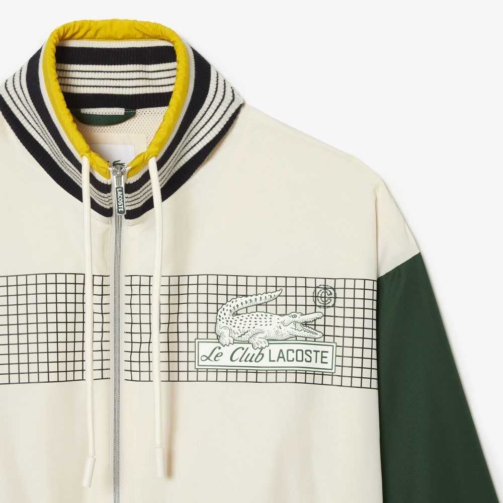 Lacoste Recycled Polyester Track Jacket White / Green | TGU-751462