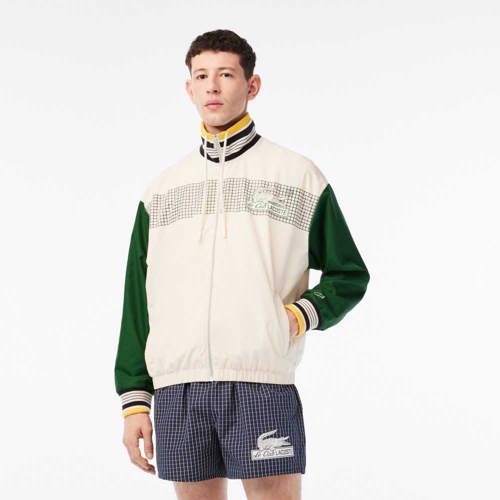 Lacoste Recycled Polyester Track Jacket White / Green | TGU-751462