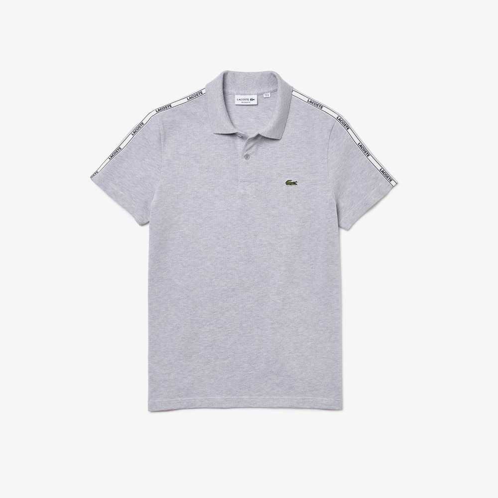 Lacoste Regular Fit Branded Bands Stretch Cotton Polo Grey Chine | YFN-243760