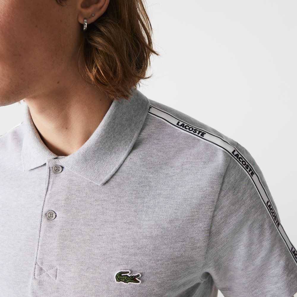 Lacoste Regular Fit Branded Bands Stretch Cotton Polo Grey Chine | YFN-243760