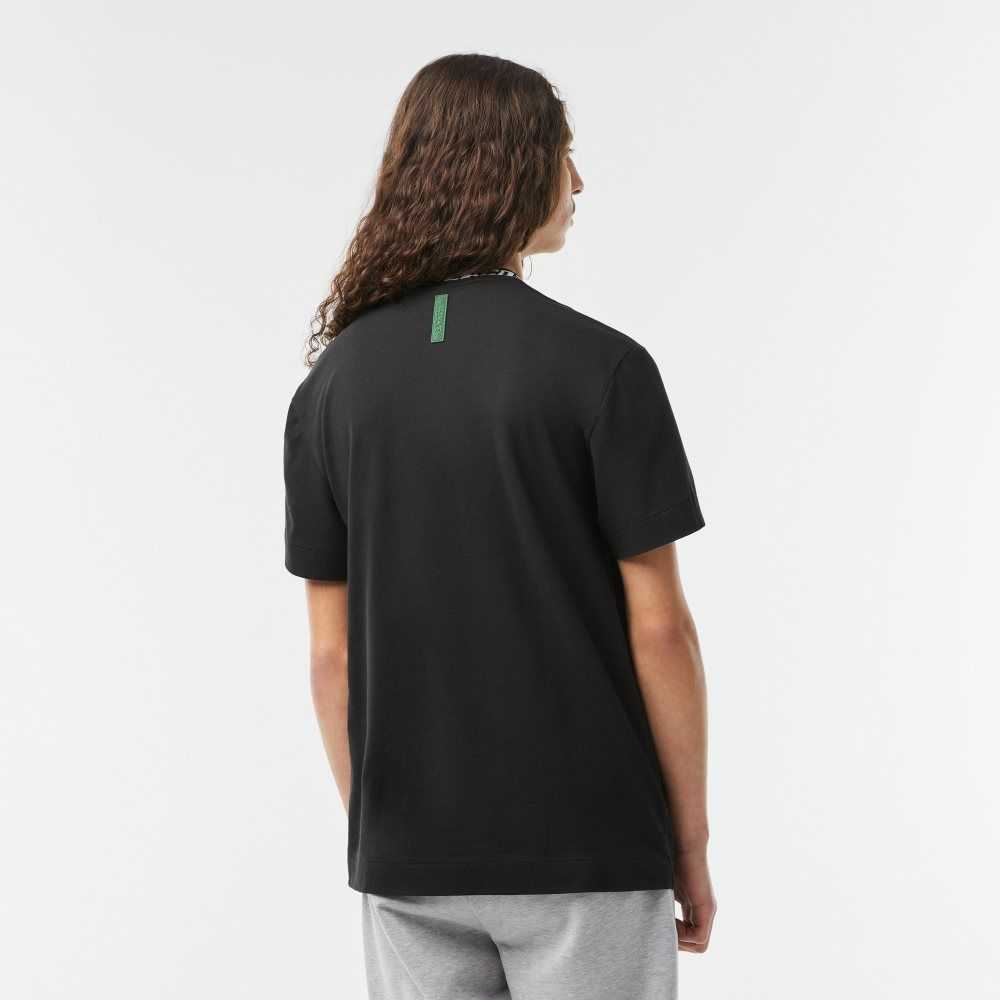 Lacoste Regular Fit Branded Collar T-Shirt Black | FXH-340897