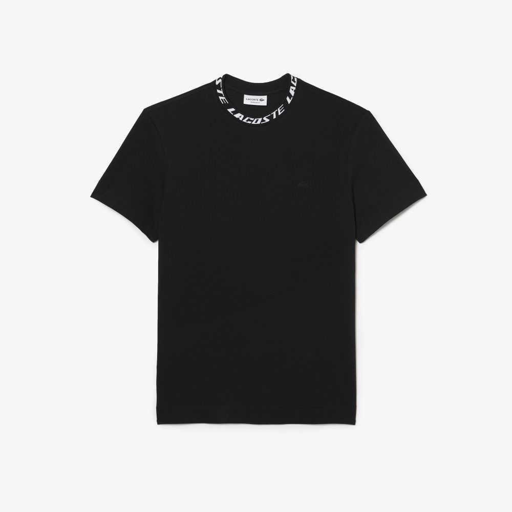 Lacoste Regular Fit Branded Collar T-Shirt Black | FXH-340897