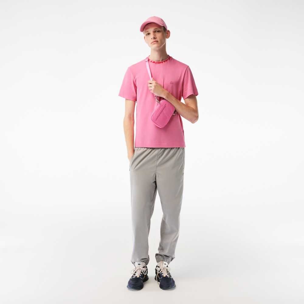 Lacoste Regular Fit Branded Collar T-Shirt Pink | SCE-129408