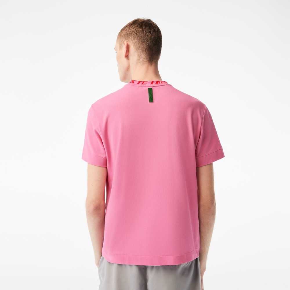 Lacoste Regular Fit Branded Collar T-Shirt Pink | SCE-129408