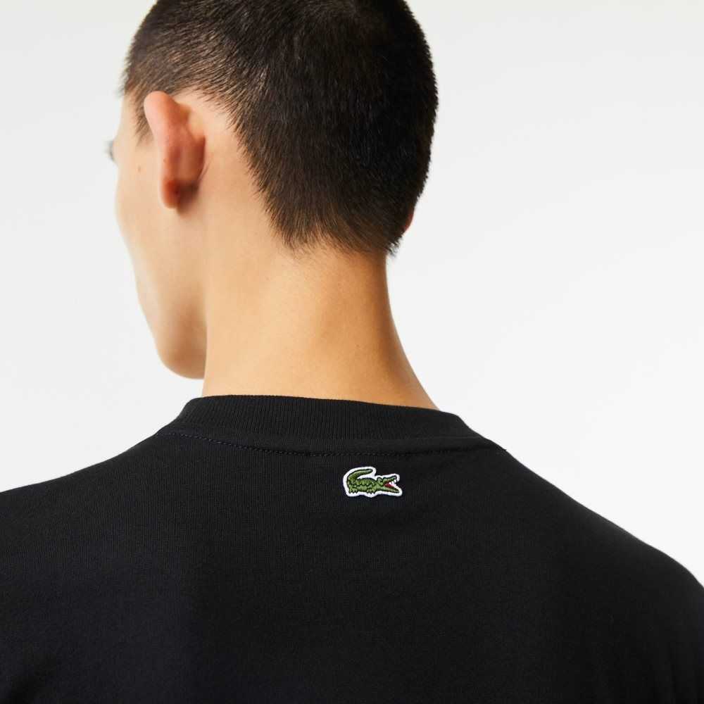 Lacoste Regular Fit Branded Monogram Print T-Shirt Black | MVY-812905