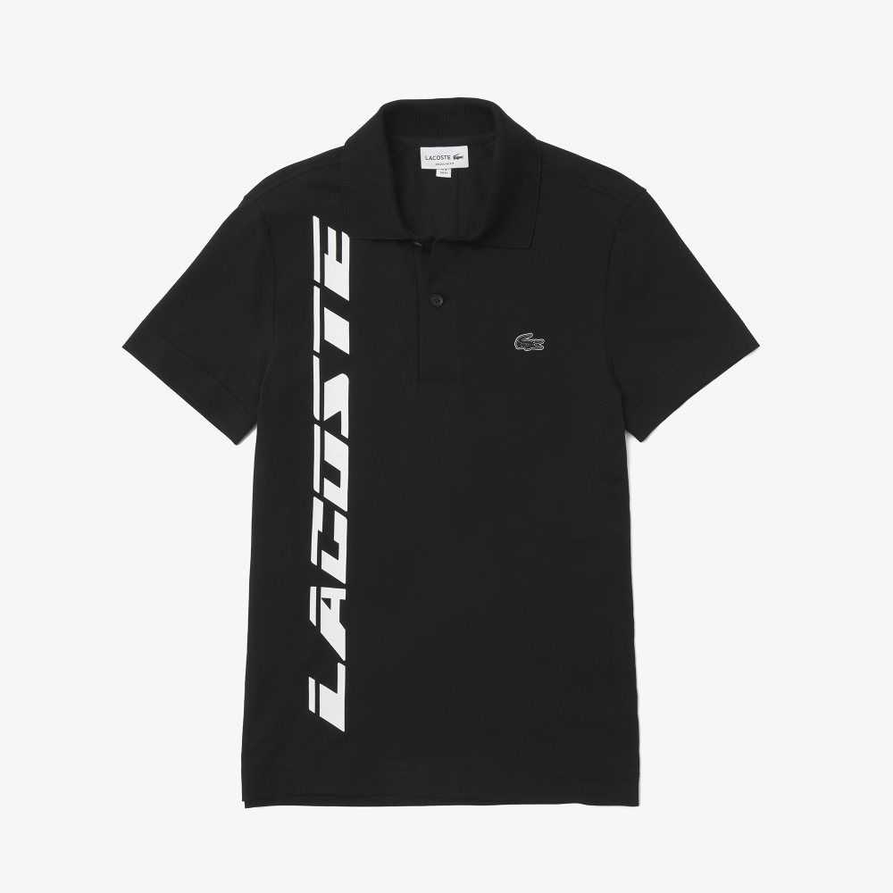 Lacoste Regular Fit Branded Pique Polo Black | LRV-690325