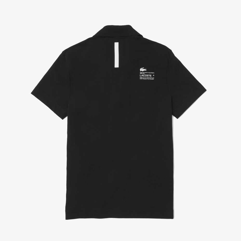 Lacoste Regular Fit Branded Pique Polo Black | LRV-690325