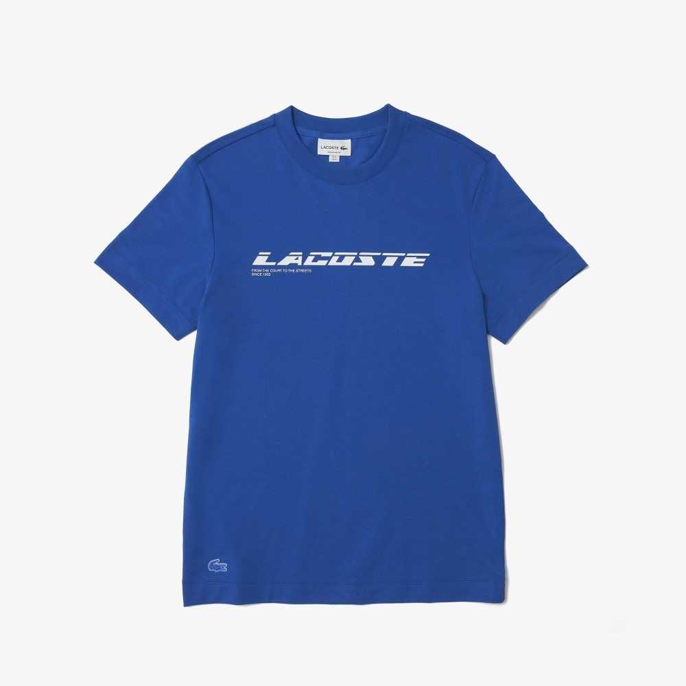 Lacoste Regular Fit Branded Pique T-Shirt Blue | UOF-486139