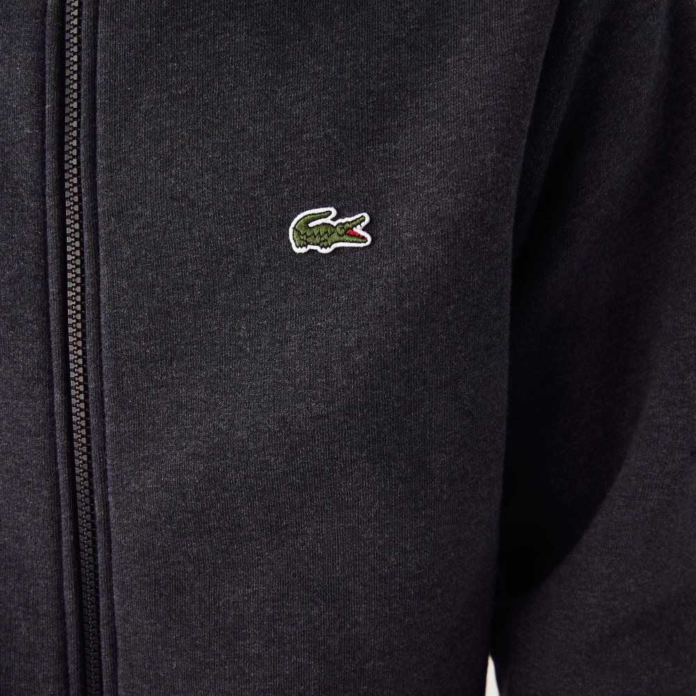 Lacoste Regular Fit Brushed Fleece Zippered Sweatshirt Grey | GOP-647159