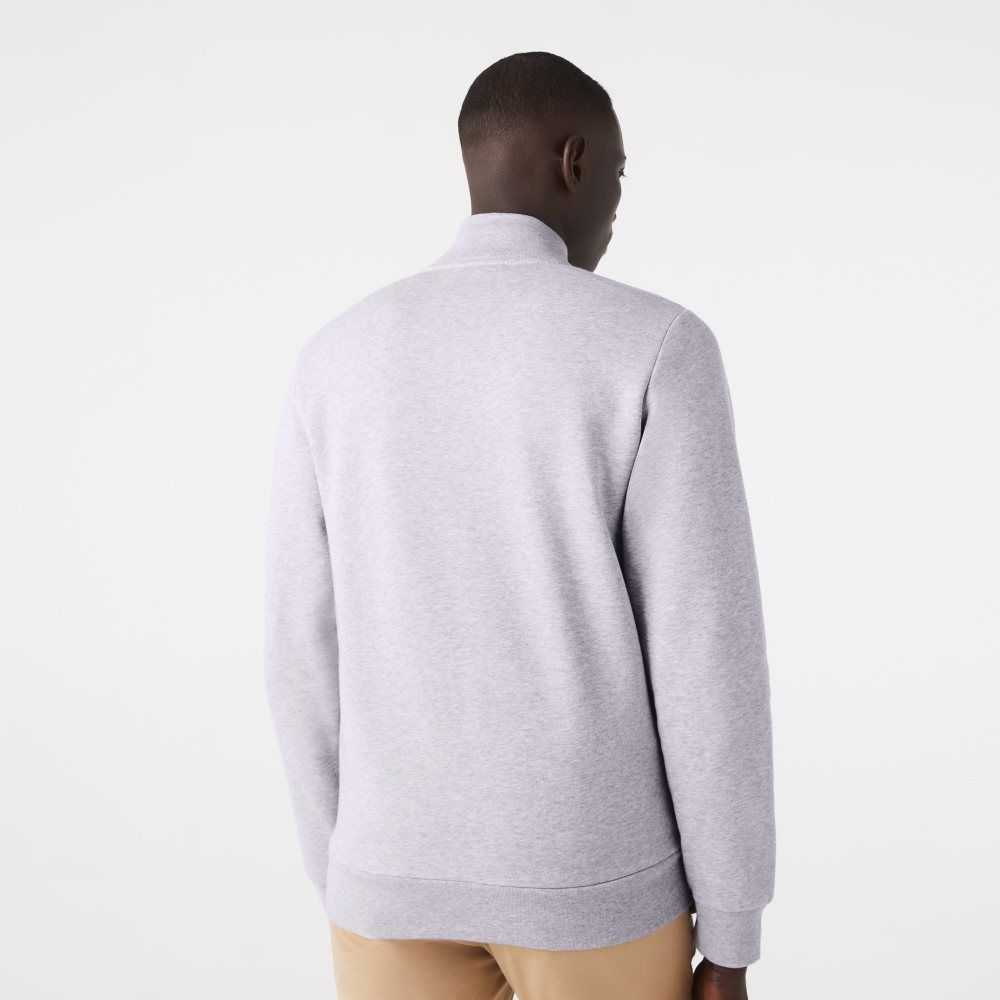 Lacoste Regular Fit Brushed Fleece Zippered Sweatshirt Grey Chine | MHK-293081