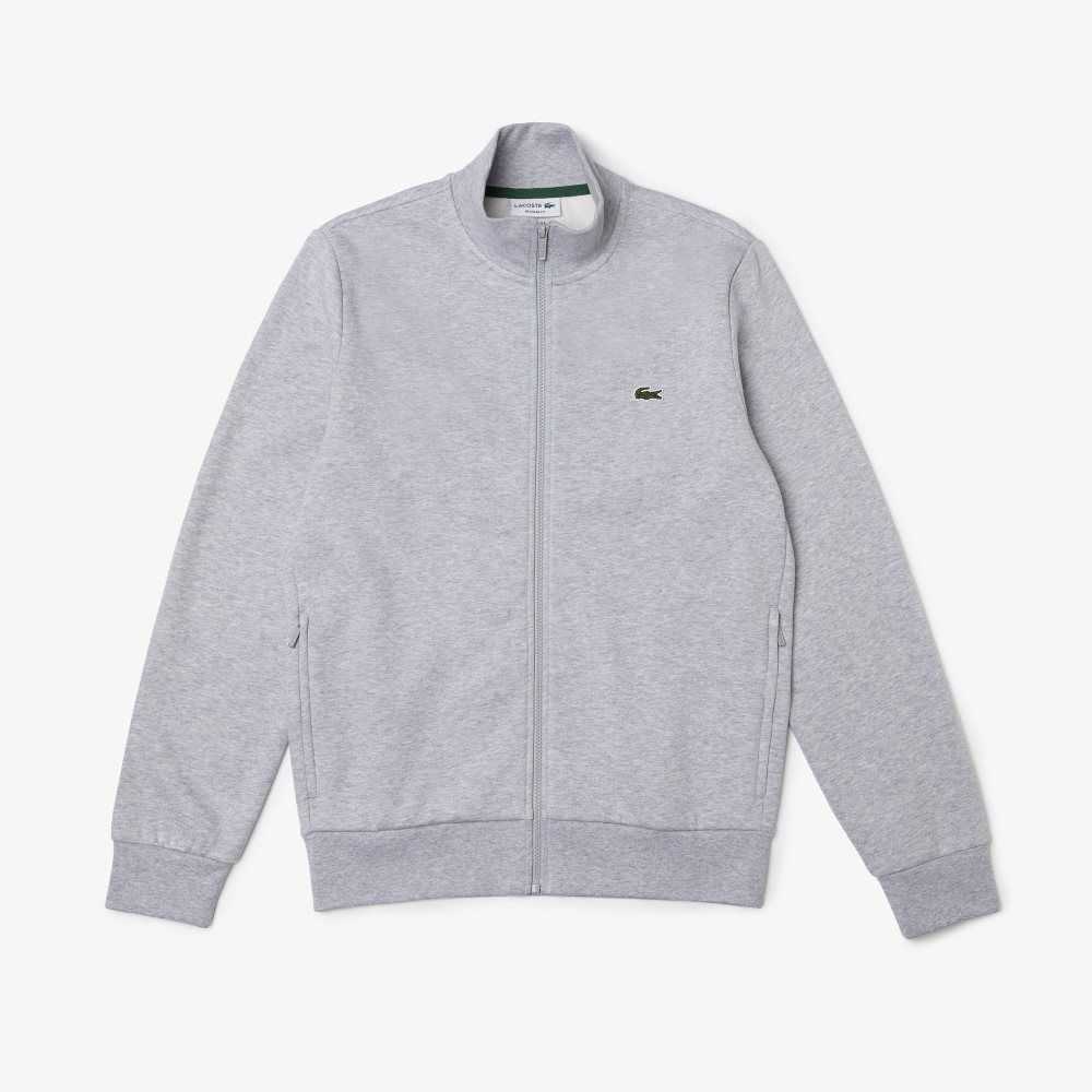 Lacoste Regular Fit Brushed Fleece Zippered Sweatshirt Grey Chine | MHK-293081