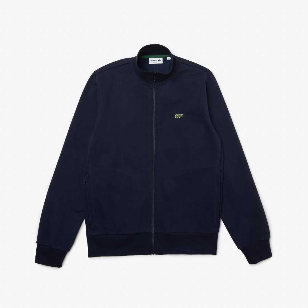 Lacoste Regular Fit Brushed Fleece Zippered Sweatshirt Navy Blue | UEY-305278