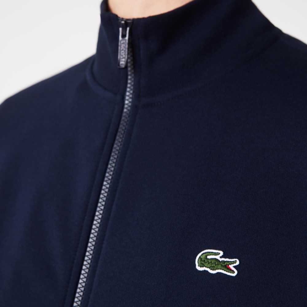 Lacoste Regular Fit Brushed Fleece Zippered Sweatshirt Navy Blue | UEY-305278