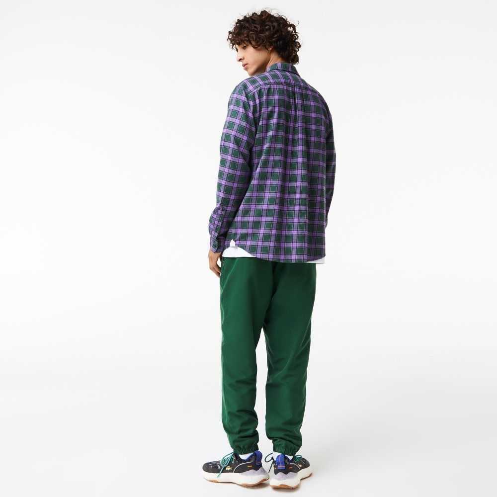 Lacoste Regular Fit Check Print Flannel Shirt Green / Purple / Beige | BST-194708