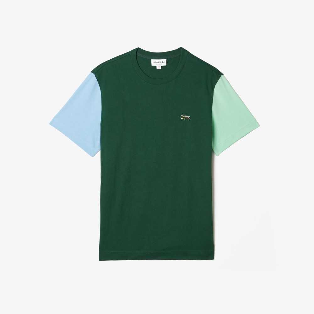 Lacoste Regular Fit Colorblock Cotton Jersey T-Shirt Green / Blue / Light Green | ZXM-604328