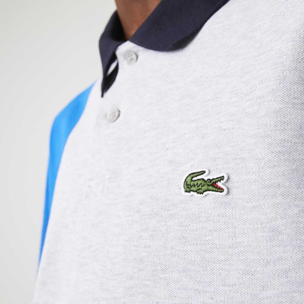 Lacoste Regular Fit Colorblock Stretch Cotton Polo Grey Chine / Blue / Green / Navy Blue | ZSQ-397268