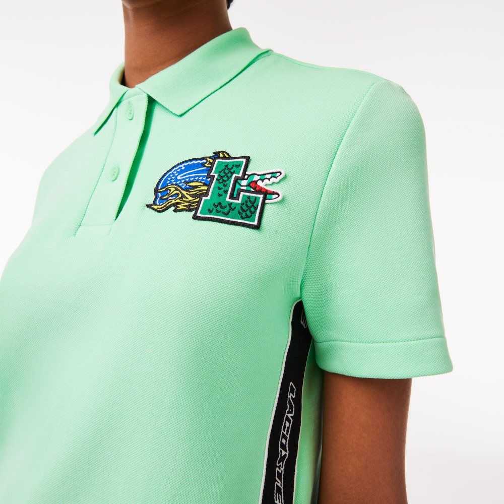 Lacoste Regular Fit Comic Badge Polo Light Green | SYN-487620