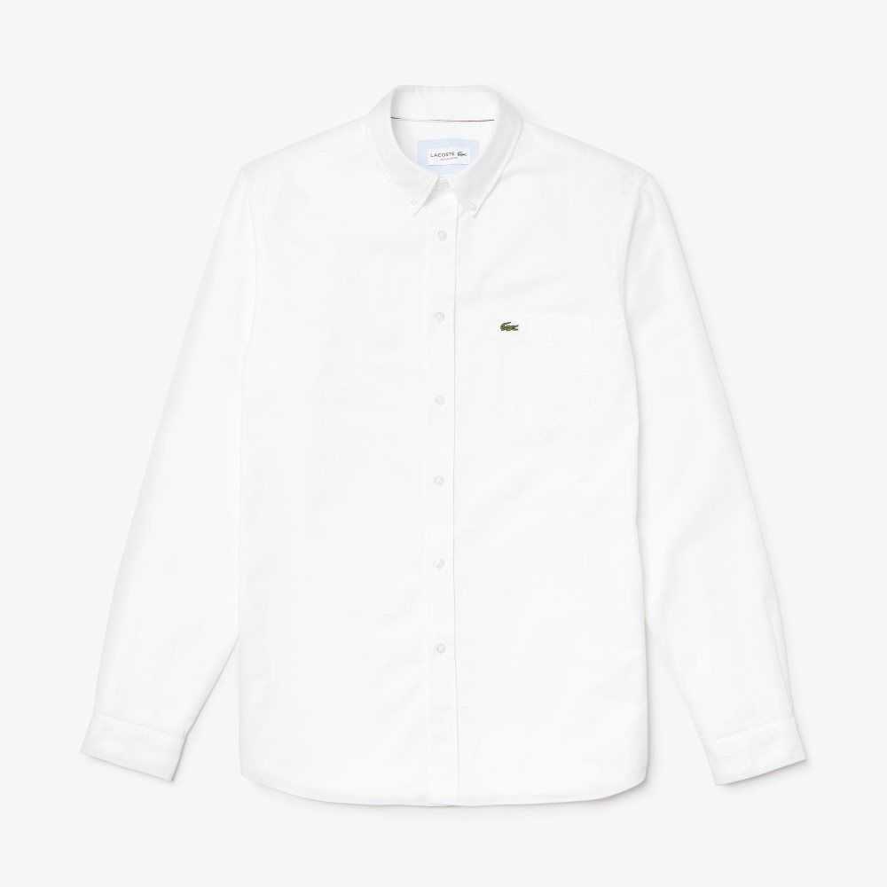 Lacoste Regular Fit Cotton Oxford Shirt White | ZFO-069351