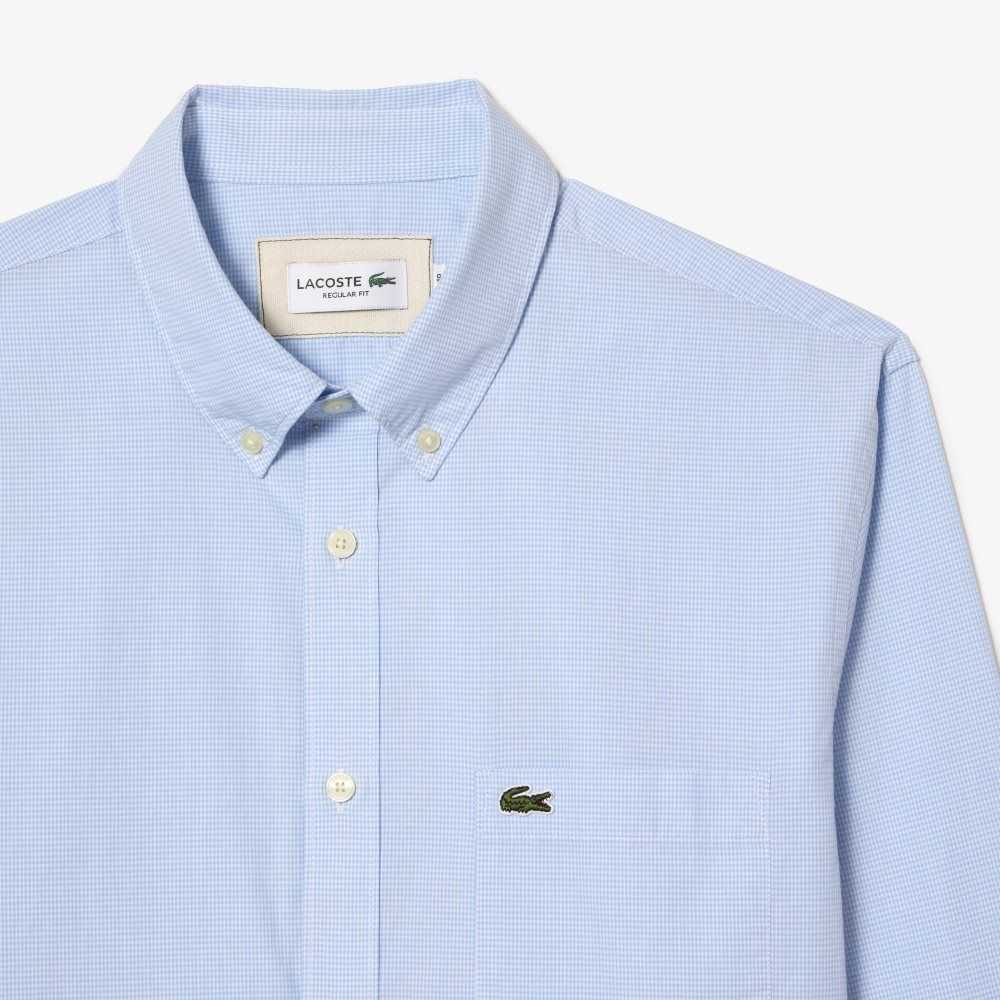 Lacoste Regular Fit Cotton Poplin Shirt White / Blue | WID-860493