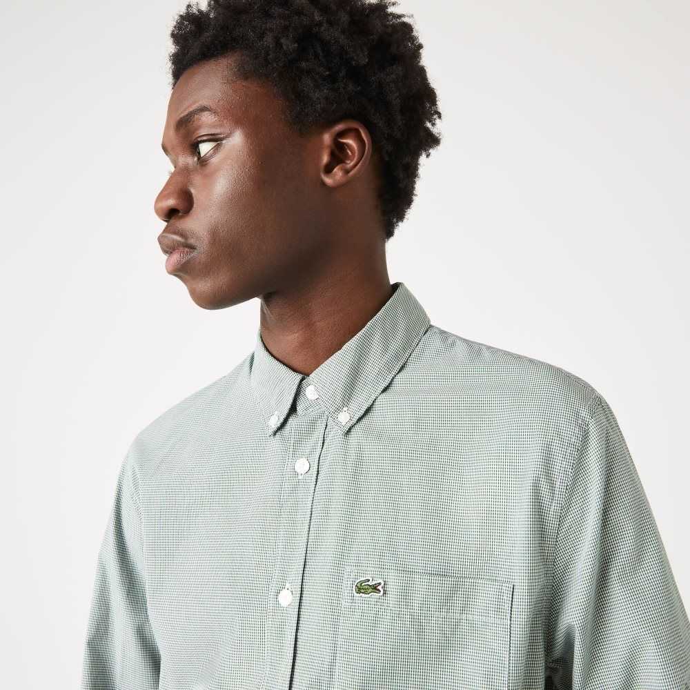 Lacoste Regular Fit Cotton Poplin Shirt White / Green | XGK-479163