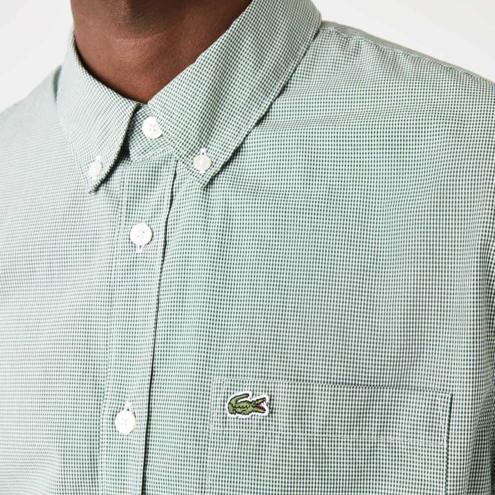 Lacoste Regular Fit Cotton Poplin Shirt White / Green | XGK-479163