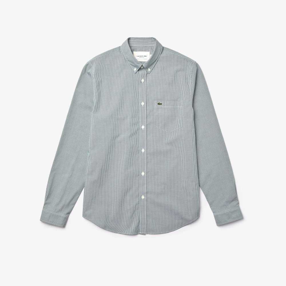 Lacoste Regular Fit Cotton Poplin Shirt White / Green | XGK-479163