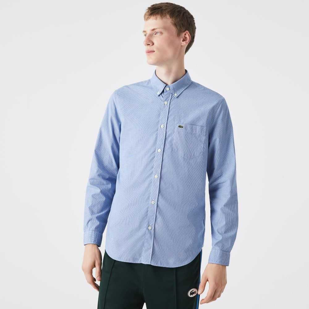 Lacoste Regular Fit Cotton Poplin Shirt White / Blue | XWZ-716253