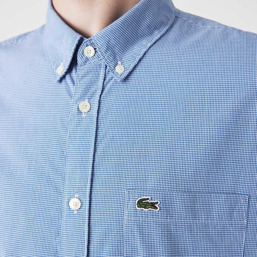 Lacoste Regular Fit Cotton Poplin Shirt White / Blue | XWZ-716253