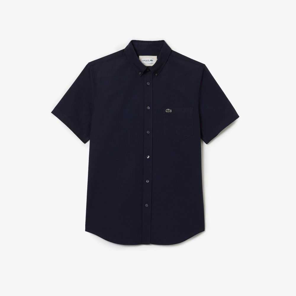 Lacoste Regular Fit Cotton Shirt Navy Blue | RUJ-052976