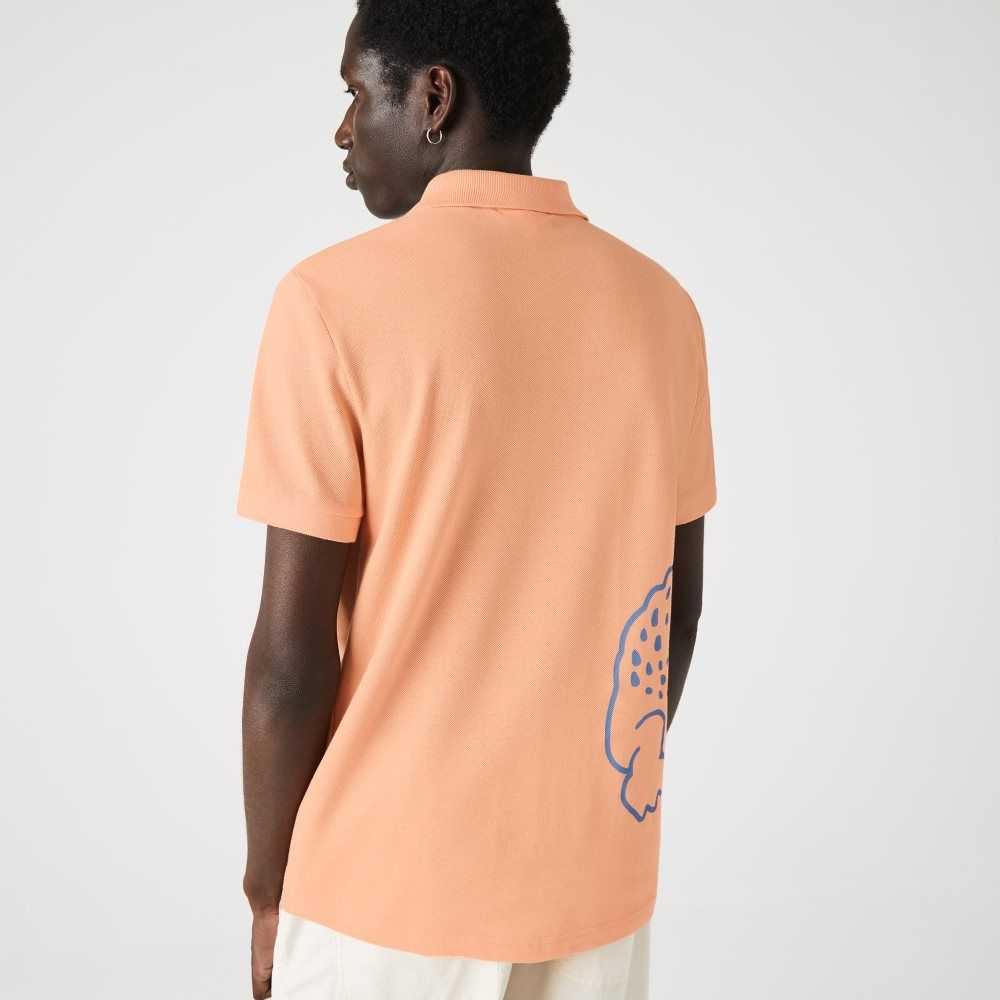 Lacoste Regular Fit Crocodile Print Cotton Pique Polo Light Orange | OSG-548392