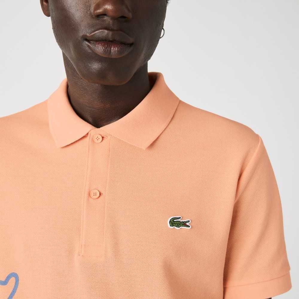 Lacoste Regular Fit Crocodile Print Cotton Pique Polo Light Orange | OSG-548392