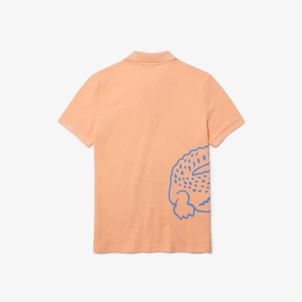 Lacoste Regular Fit Crocodile Print Cotton Pique Polo Light Orange | OSG-548392