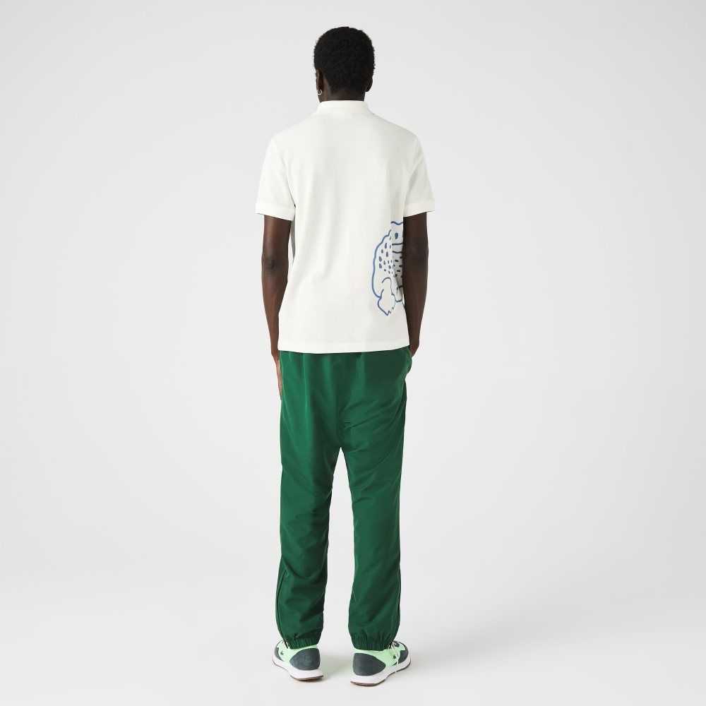 Lacoste Regular Fit Crocodile Print Cotton Pique Polo White | SFO-078564