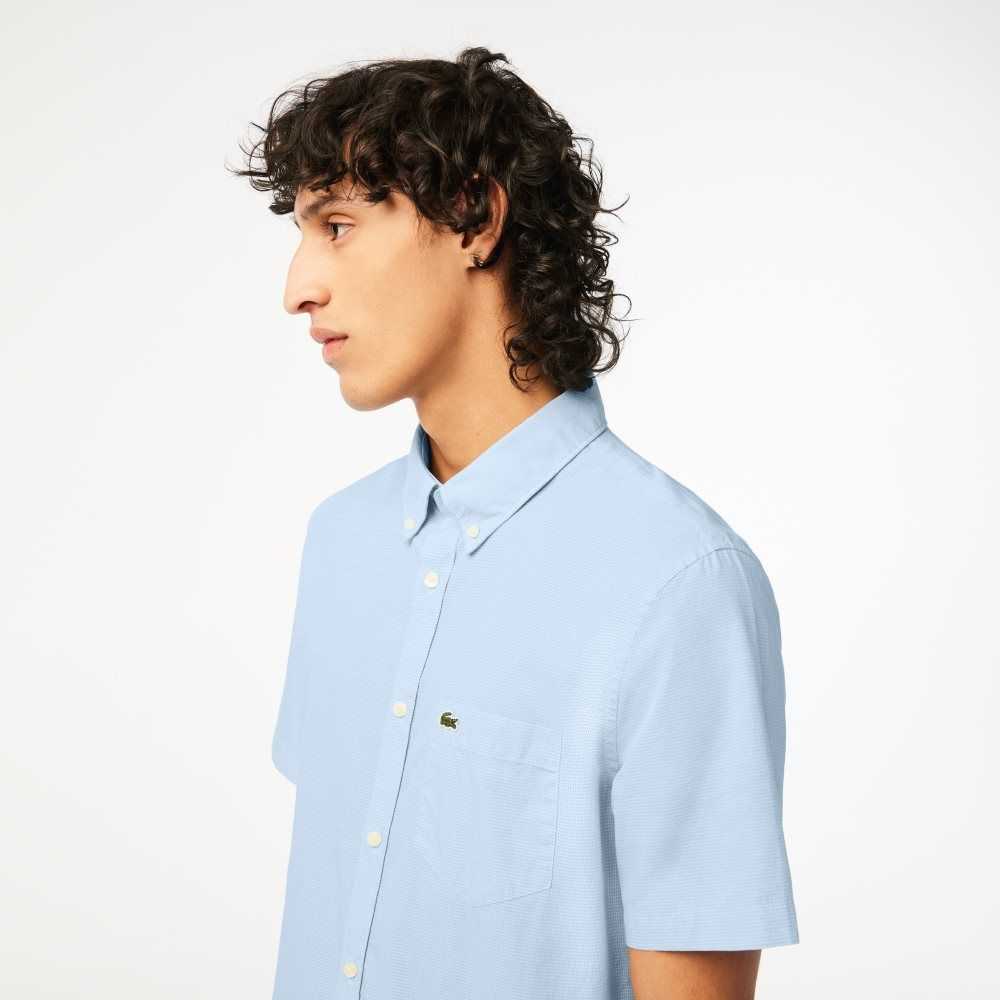 Lacoste Regular Fit Gingham Check Shirt White / Blue | KJV-924350