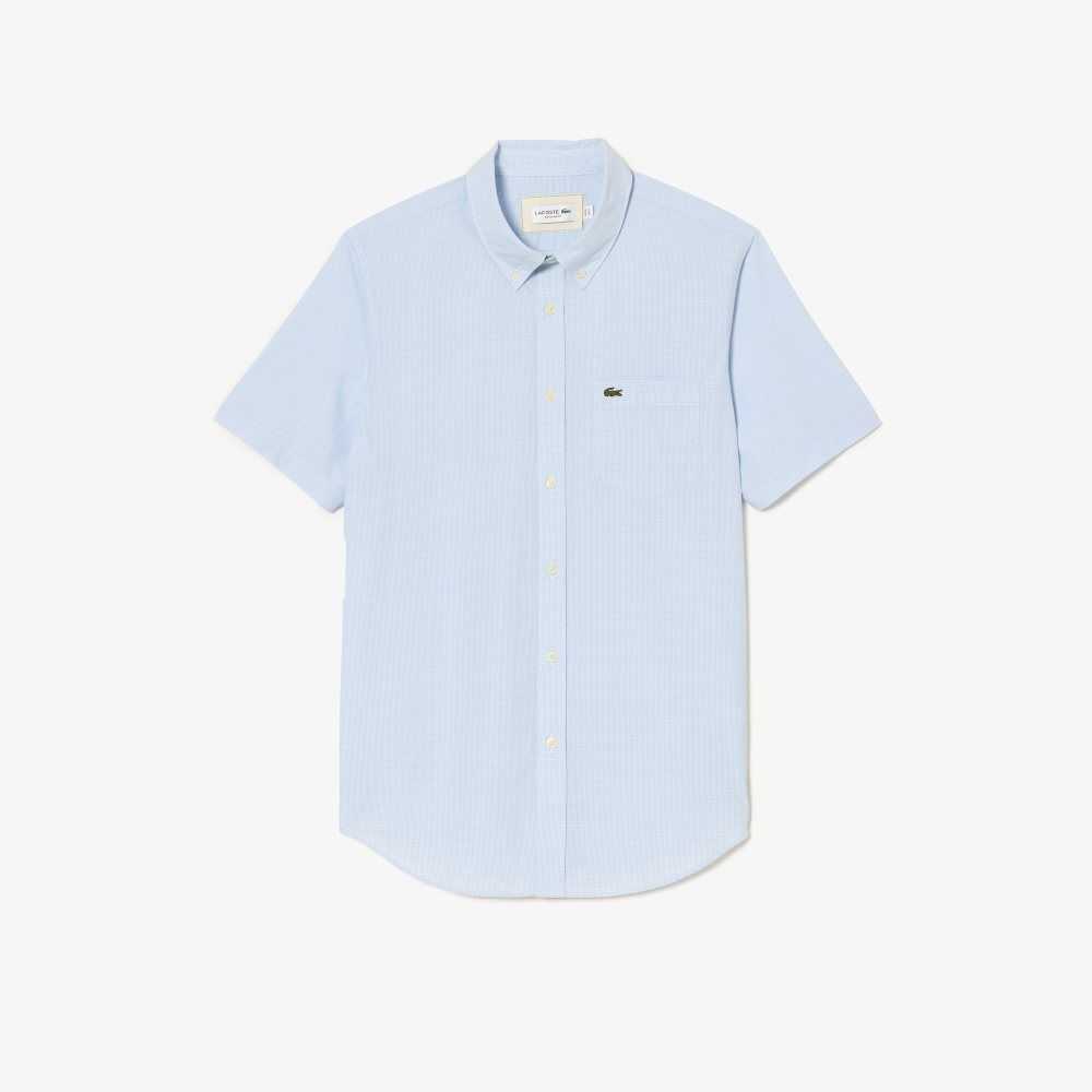 Lacoste Regular Fit Gingham Check Shirt White / Blue | KJV-924350