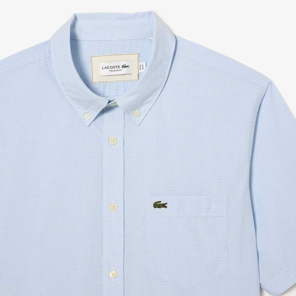 Lacoste Regular Fit Gingham Check Shirt White / Blue | KJV-924350