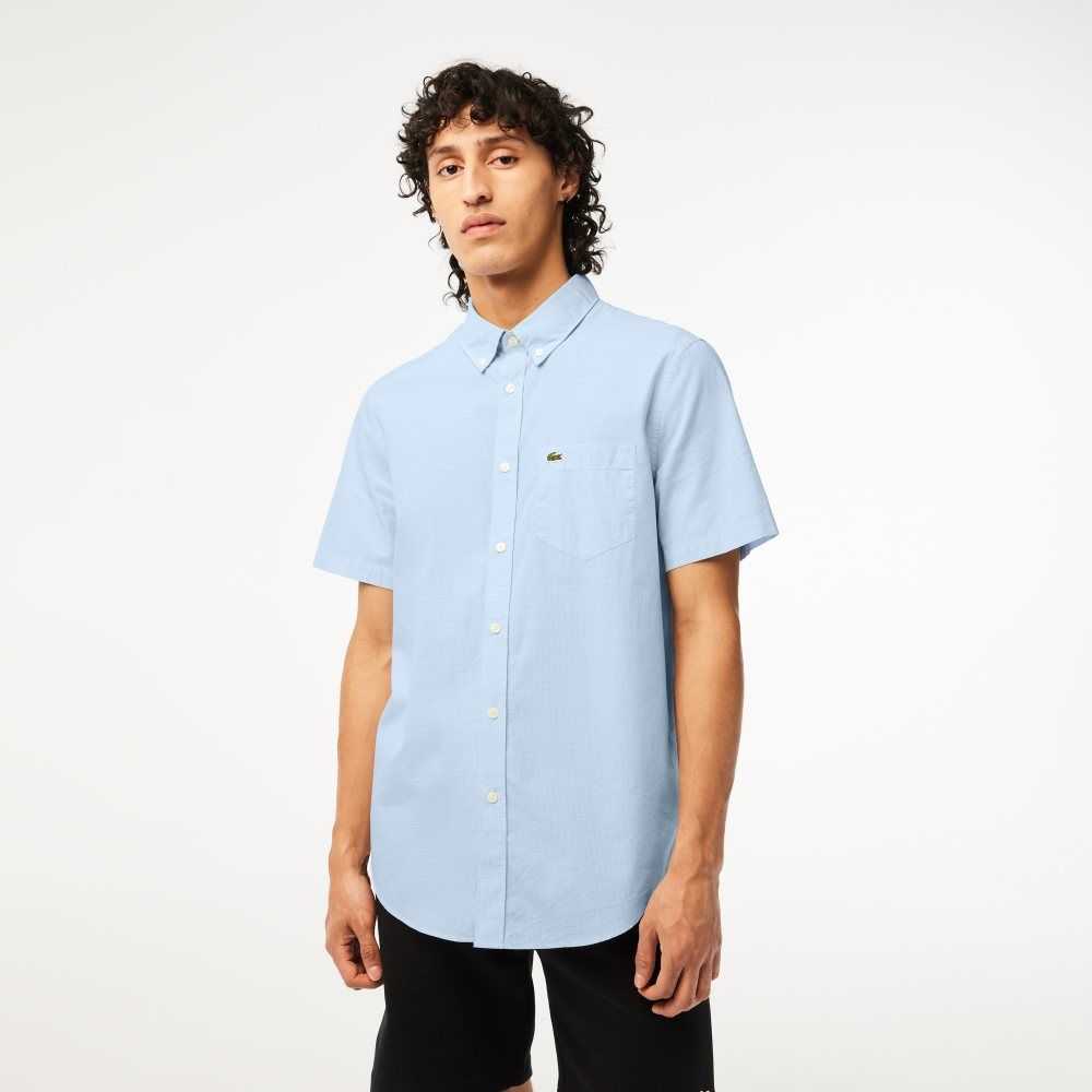 Lacoste Regular Fit Gingham Check Shirt White / Blue | KJV-924350