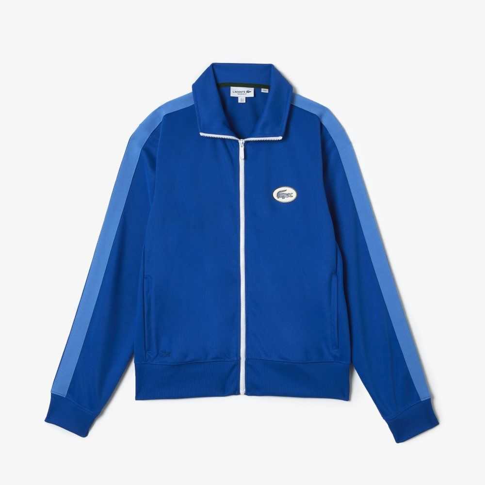 Lacoste Regular Fit High-Neck Pique Zip Sweatshirt Blue | LAB-678103