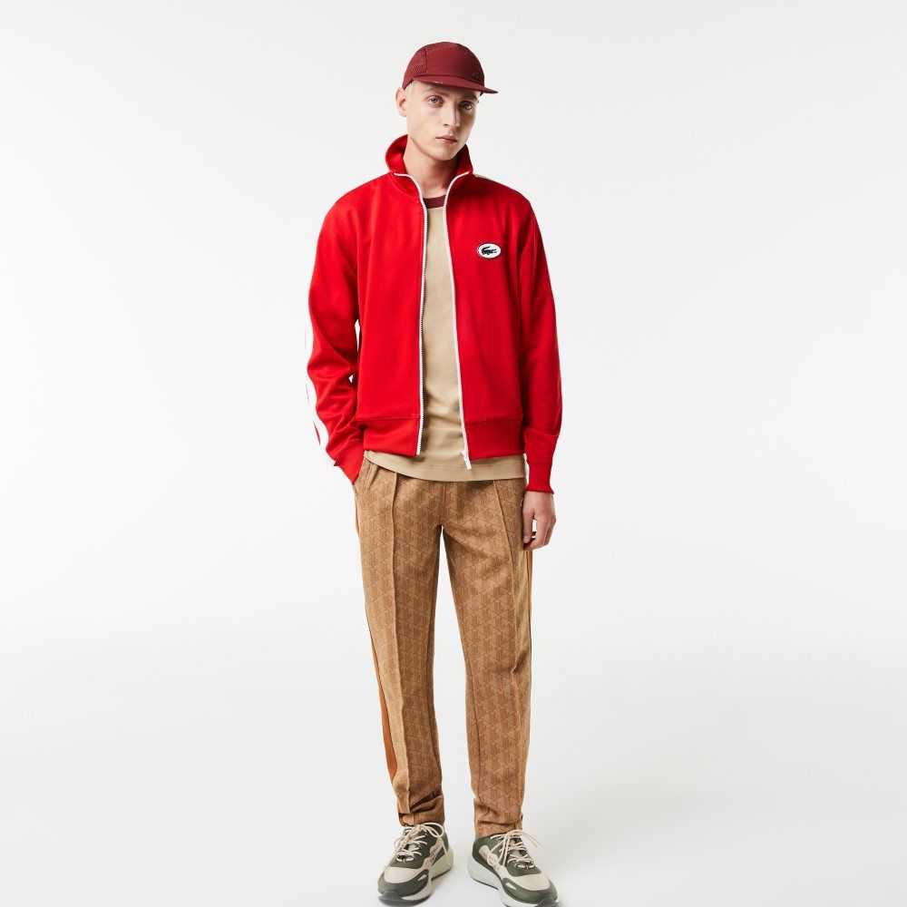 Lacoste Regular Fit High-Neck Pique Zip Sweatshirt Red | VPF-156392