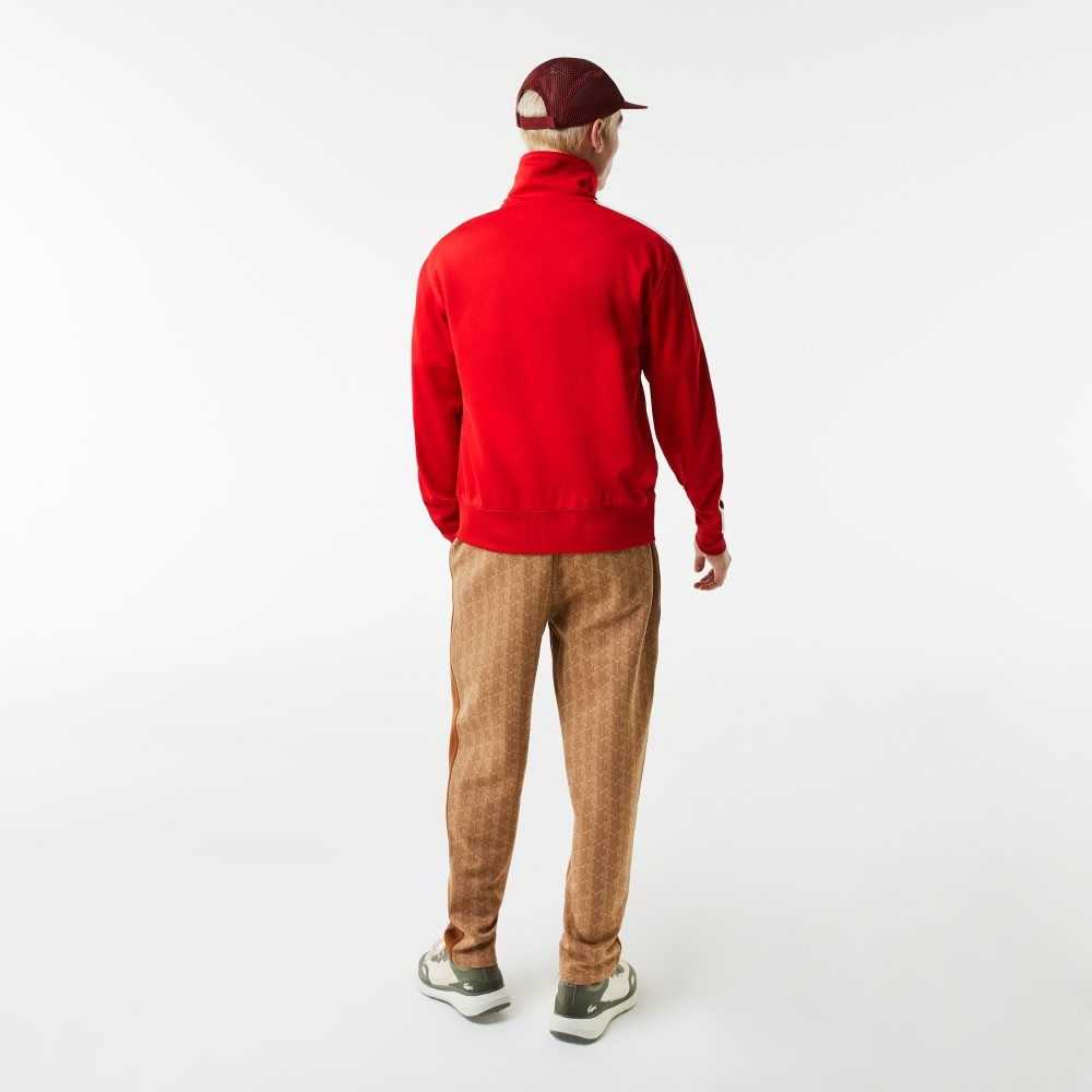 Lacoste Regular Fit High-Neck Pique Zip Sweatshirt Red | VPF-156392