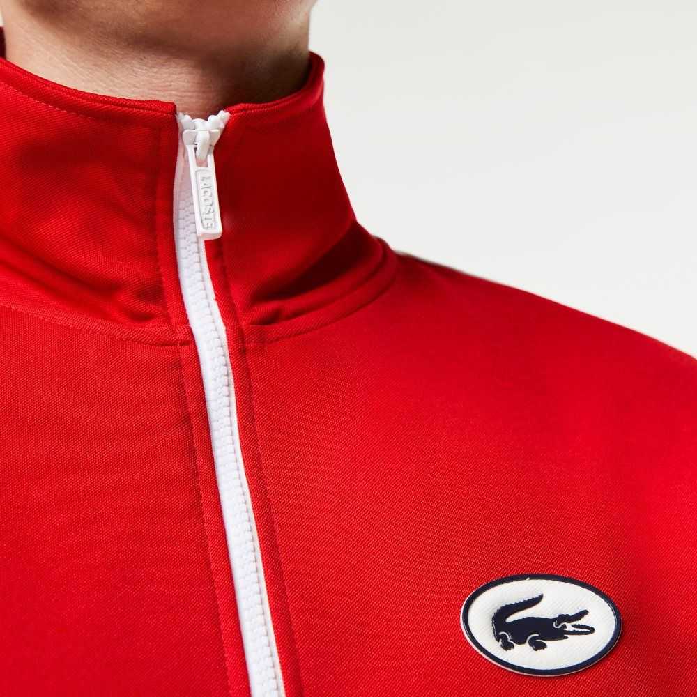 Lacoste Regular Fit High-Neck Pique Zip Sweatshirt Red | VPF-156392