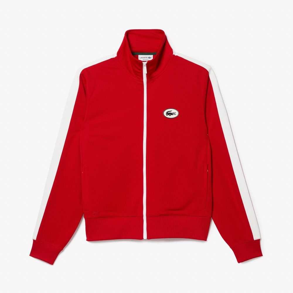 Lacoste Regular Fit High-Neck Pique Zip Sweatshirt Red | VPF-156392