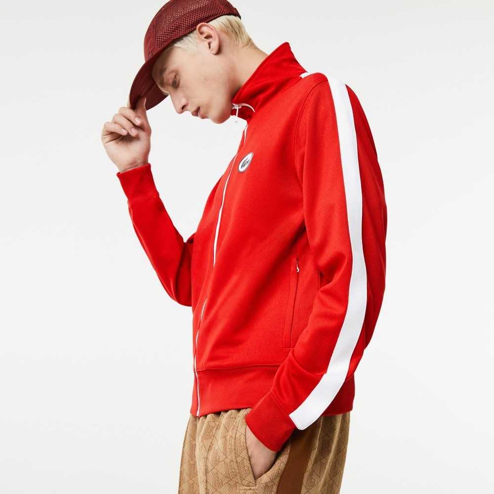 Lacoste Regular Fit High-Neck Pique Zip Sweatshirt Red | VPF-156392