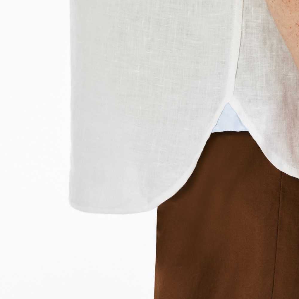 Lacoste Regular Fit Linen Shirt White | FTP-910364