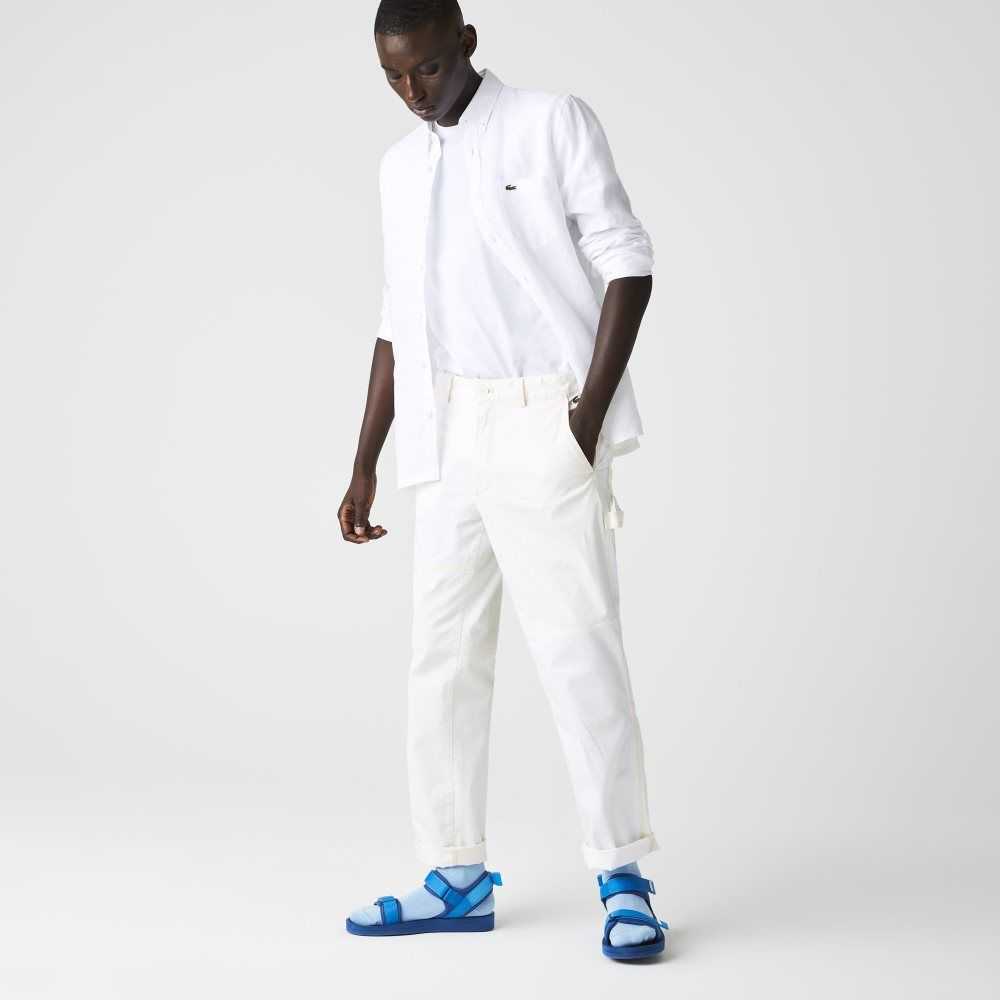 Lacoste Regular Fit Linen Shirt White | FTP-910364