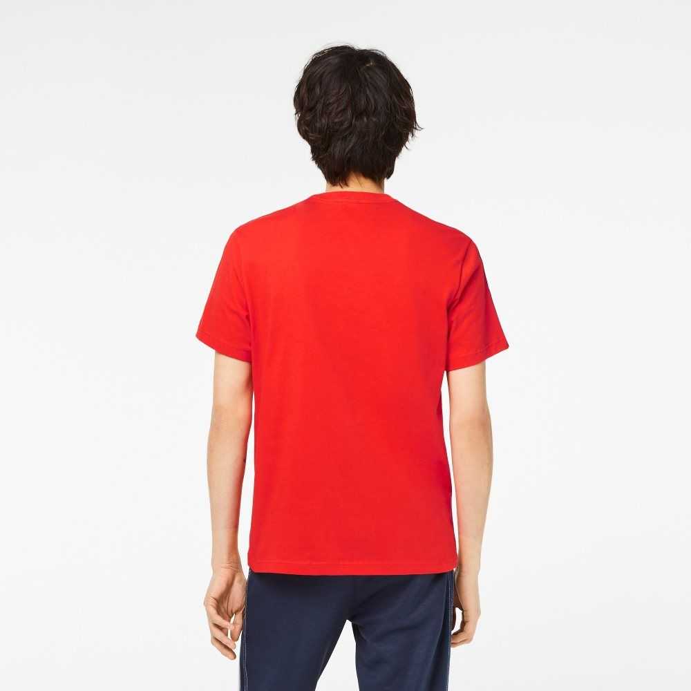 Lacoste Regular Fit Logo Stripe T-Shirt Red | ARK-584712