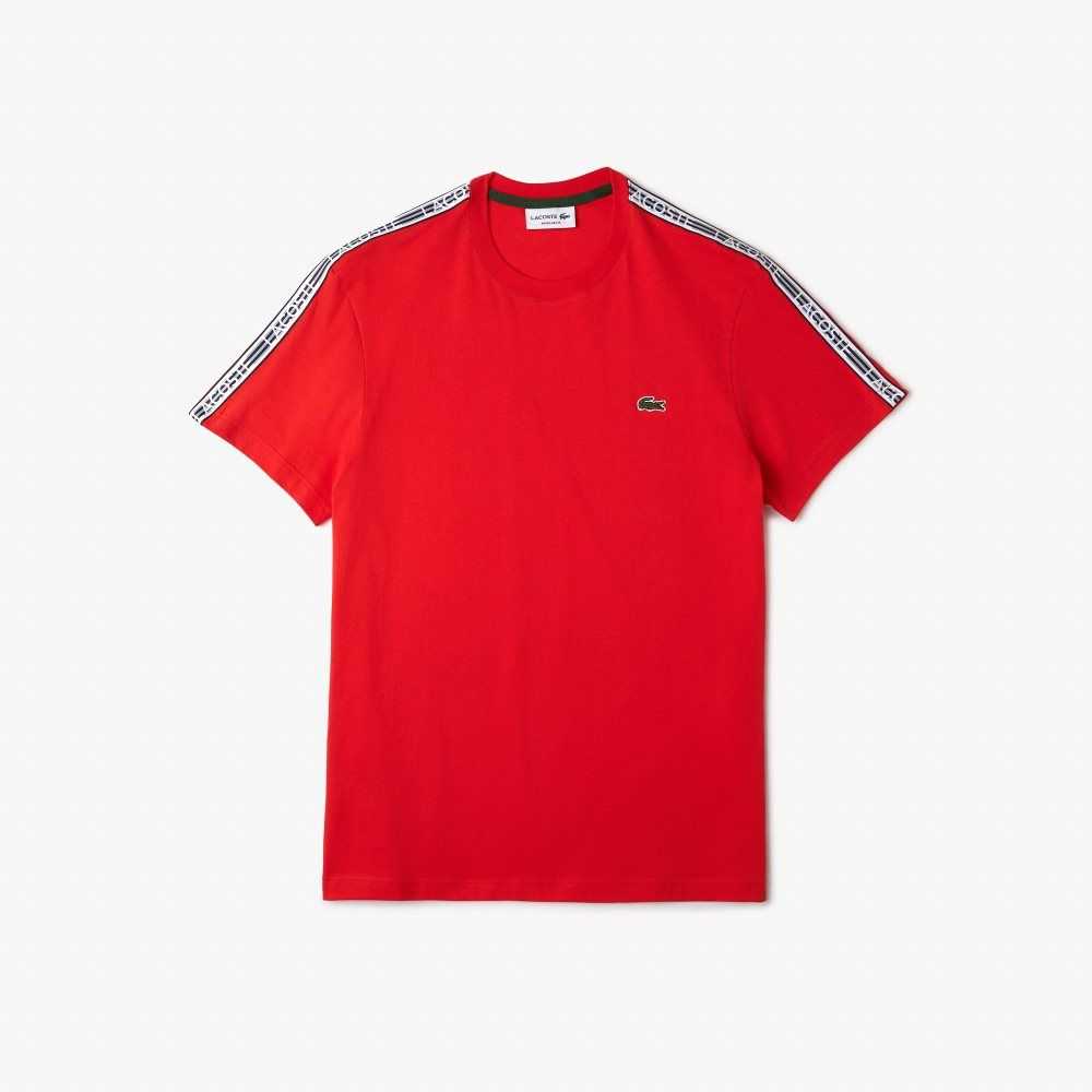 Lacoste Regular Fit Logo Stripe T-Shirt Red | ARK-584712